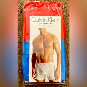 Calvin Klein Red and Blue Cotton Boxer Briefs NIP (2 Pair)
